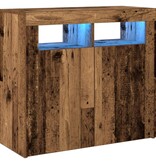 VidaXL Dressoir met LED-verlichting 80x35x75 cm bewerkt hout oud hout
