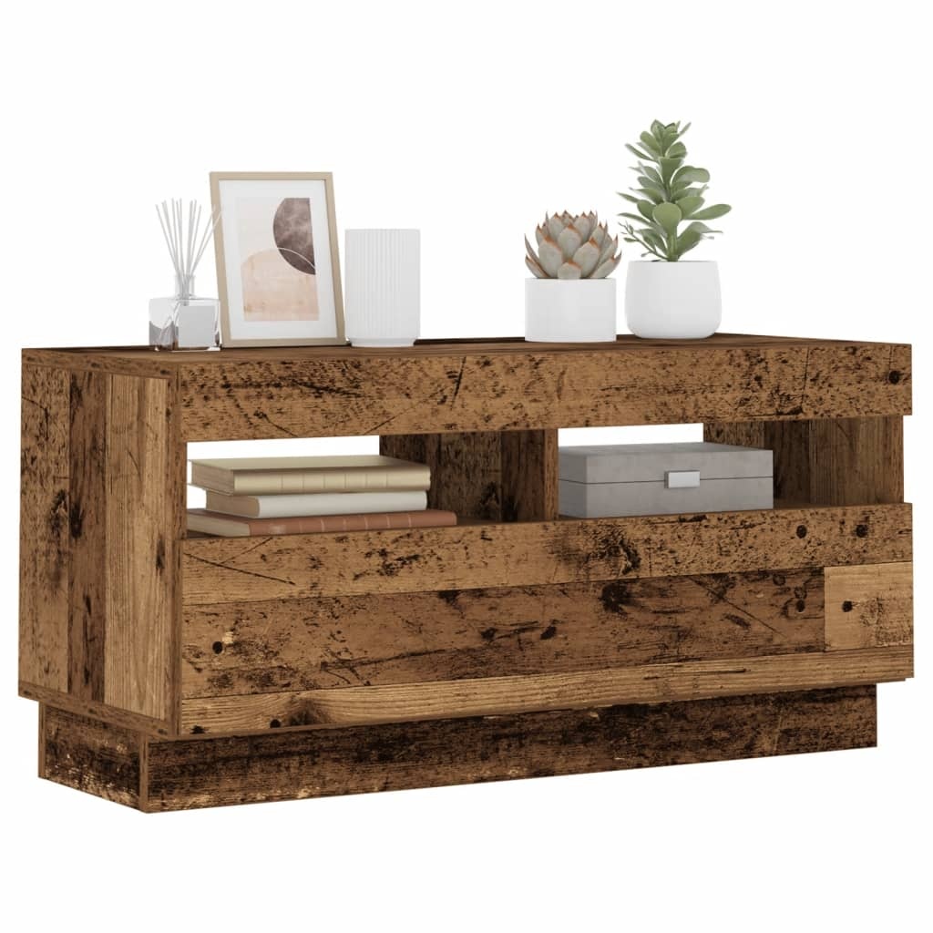 VidaXL Tv-meubel met LED 80x35x40 cm bewerkt hout oud hout