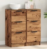 VidaXL Dressoirs 2 st 30x30x70 cm bewerkt hout oud houtkleurig