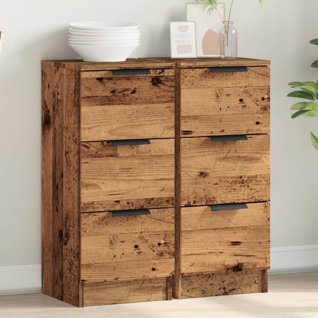 VidaXL Dressoirs 2 st 30x30x70 cm bewerkt hout oud houtkleurig