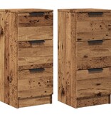 VidaXL Dressoirs 2 st 30x30x70 cm bewerkt hout oud houtkleurig
