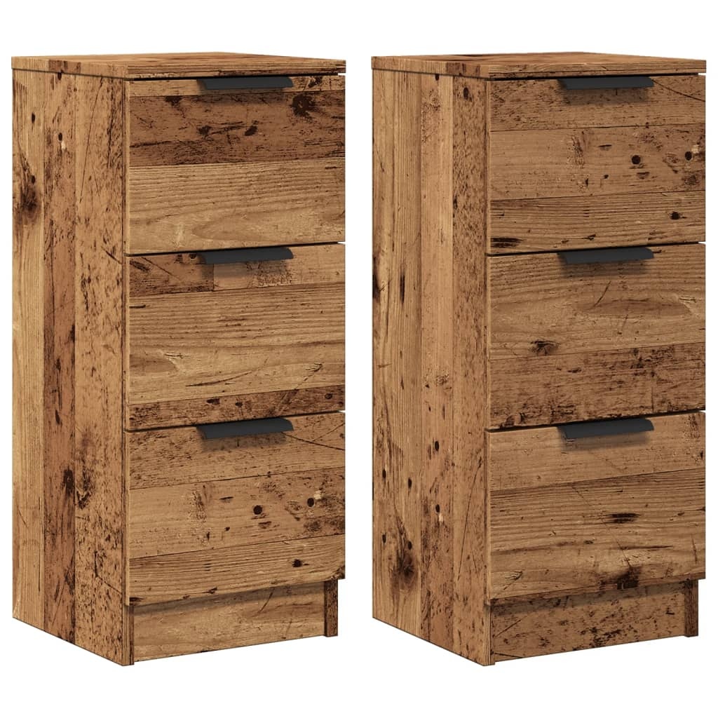 VidaXL Dressoirs 2 st 30x30x70 cm bewerkt hout oud houtkleurig