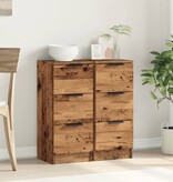 VidaXL Dressoirs 2 st 30x30x70 cm bewerkt hout oud houtkleurig