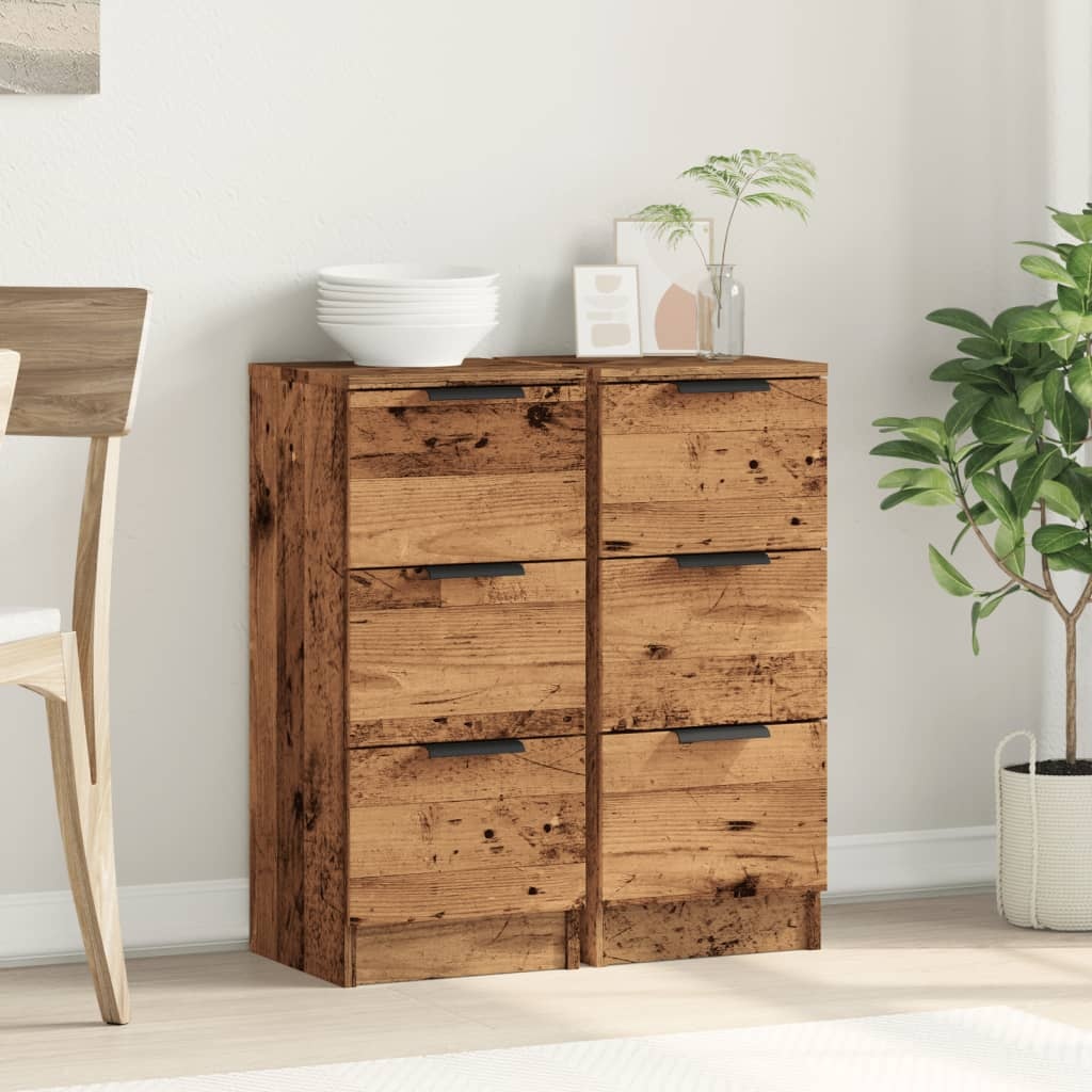 VidaXL Dressoirs 2 st 30x30x70 cm bewerkt hout oud houtkleurig
