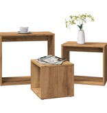 VidaXL 3-delige Tafeltjesset bewerkt hout artisanaal eikenkleur