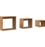 VidaXL 3-delige Tafeltjesset bewerkt hout artisanaal eikenkleur