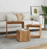 VidaXL 3-delige Tafeltjesset bewerkt hout artisanaal eikenkleur