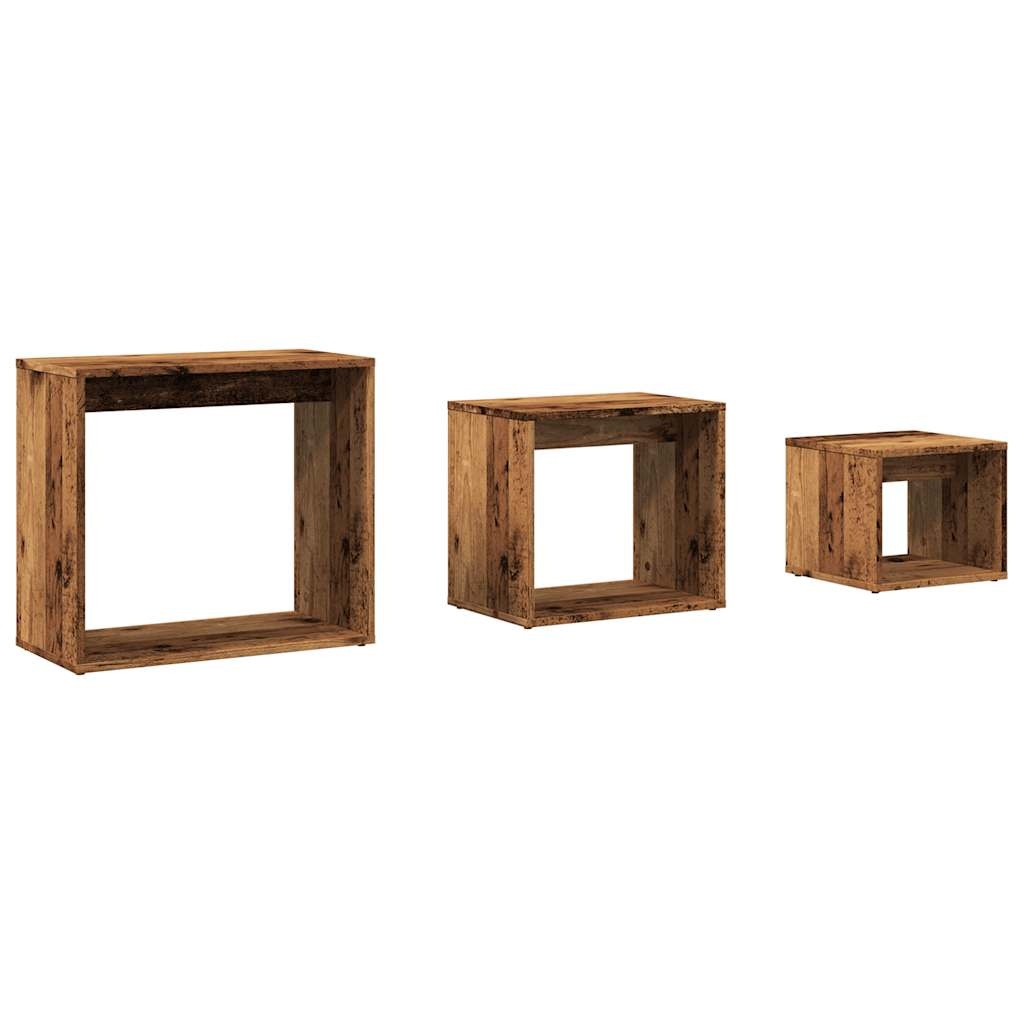 VidaXL 3-delige Tafeltjesset bewerkt hout oud houtkleurig
