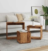 VidaXL 3-delige Tafeltjesset bewerkt hout oud houtkleurig