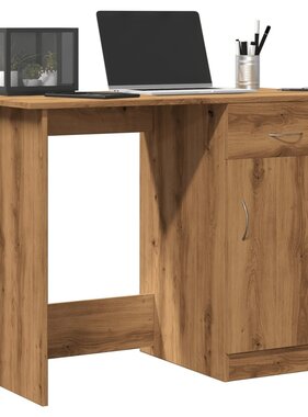 VidaXL Bureau 100x50x76 cm bewerkt hout artisanaal eikenkleur