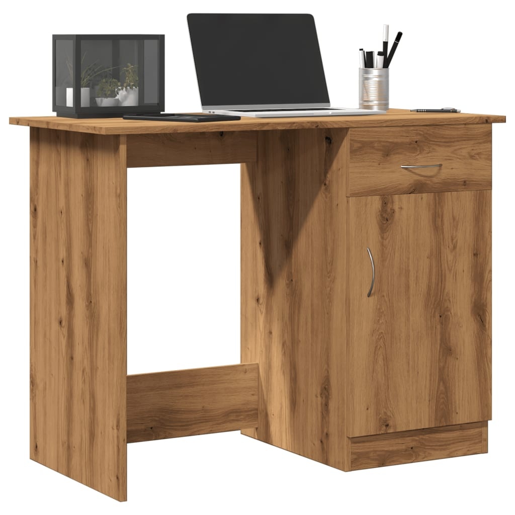 VidaXL Bureau 100x50x76 cm bewerkt hout artisanaal eikenkleur