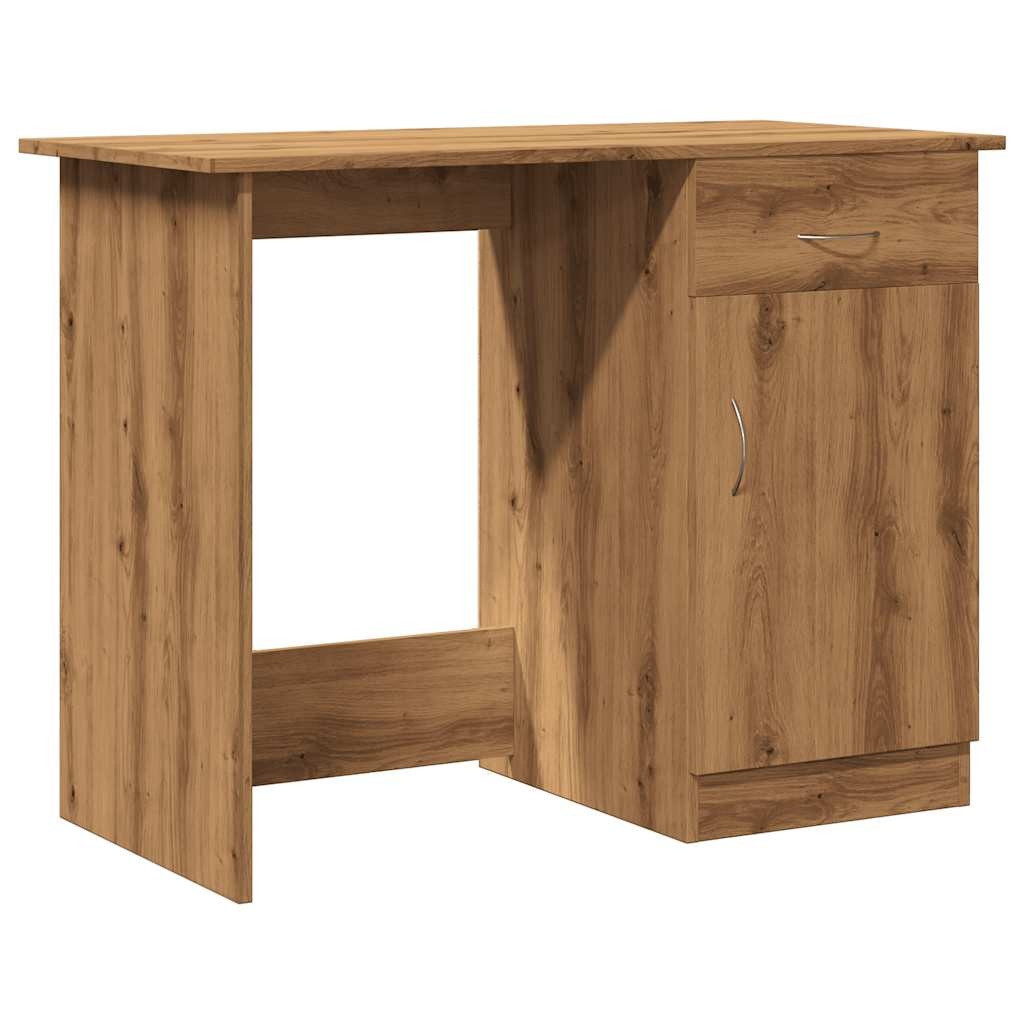 VidaXL Bureau 100x50x76 cm bewerkt hout artisanaal eikenkleur