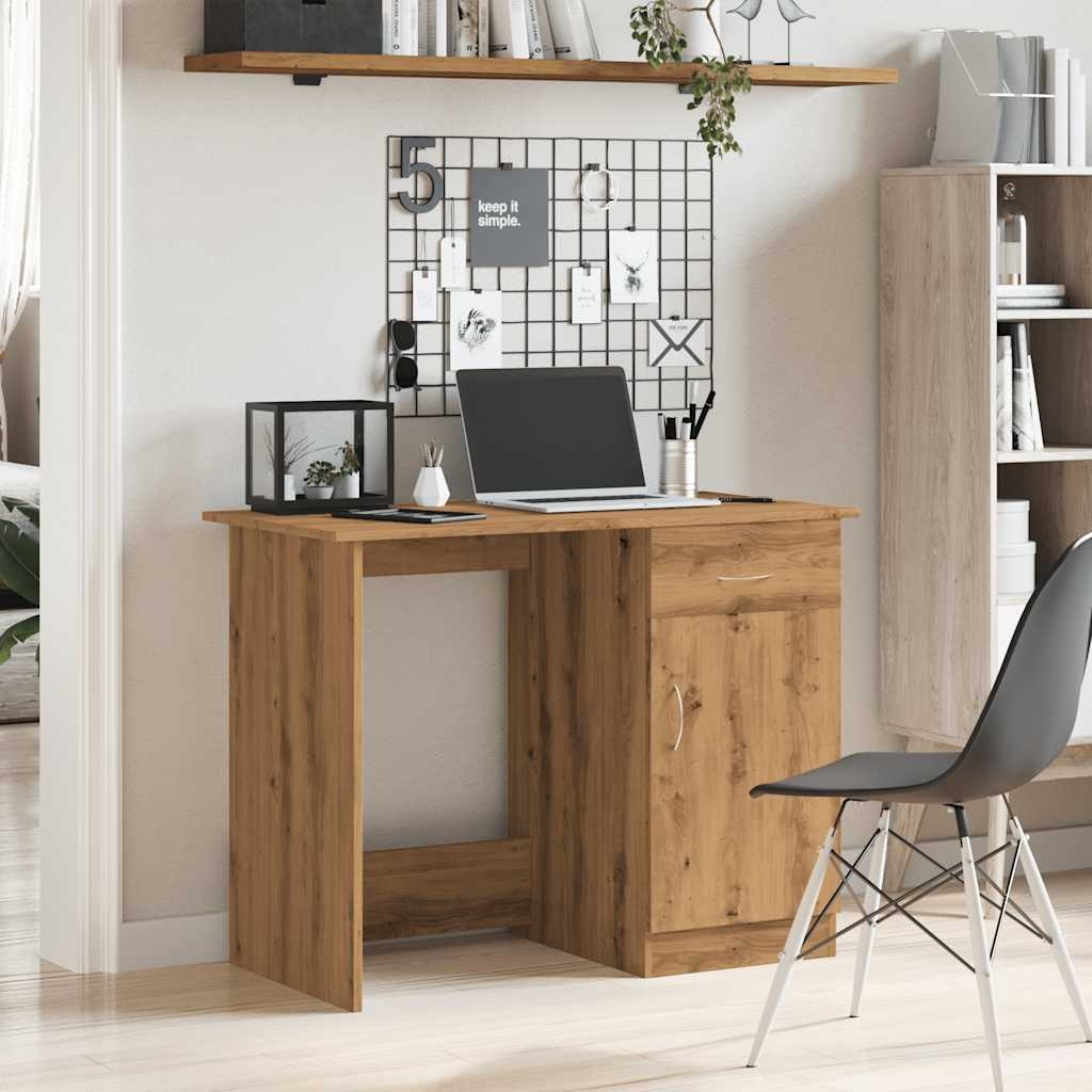 VidaXL Bureau 100x50x76 cm bewerkt hout artisanaal eikenkleur