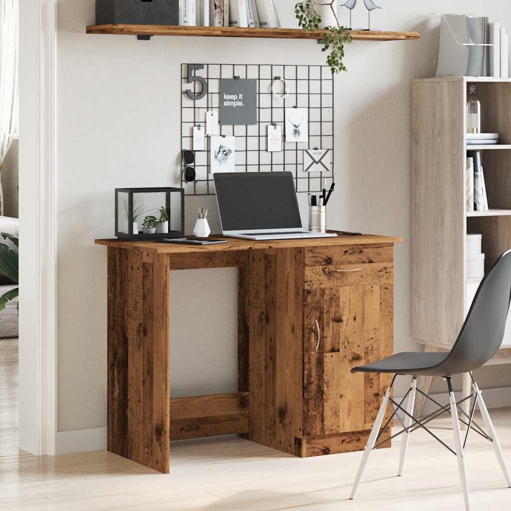 VidaXL Bureau 100x50x76 cm bewerkt hout oud houtkleurig