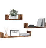 VidaXL Wandschappen 3 st bewerkt hout oud houtkleurig
