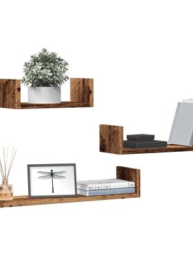 VidaXL Wandschappen 3 st bewerkt hout oud houtkleurig