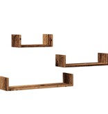VidaXL Wandschappen 3 st bewerkt hout oud houtkleurig