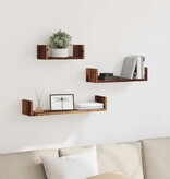 VidaXL Wandschappen 3 st bewerkt hout oud houtkleurig