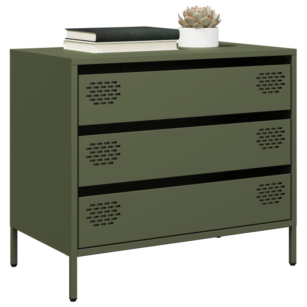 VidaXL Dressoir 68x39x58,5 cm koudgewalst staal olijfgroen