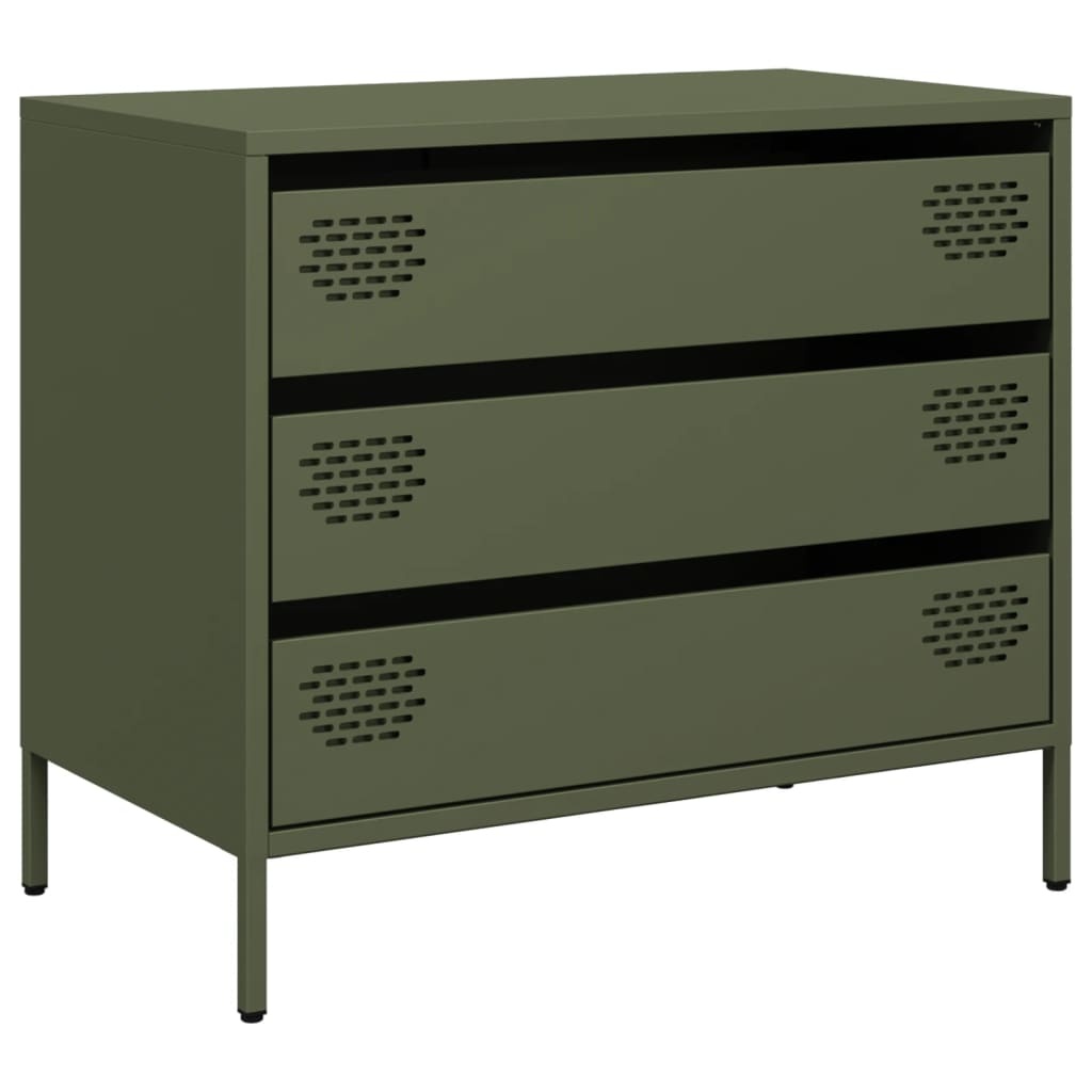 VidaXL Dressoir 68x39x58,5 cm koudgewalst staal olijfgroen