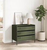 VidaXL Dressoir 68x39x58,5 cm koudgewalst staal olijfgroen
