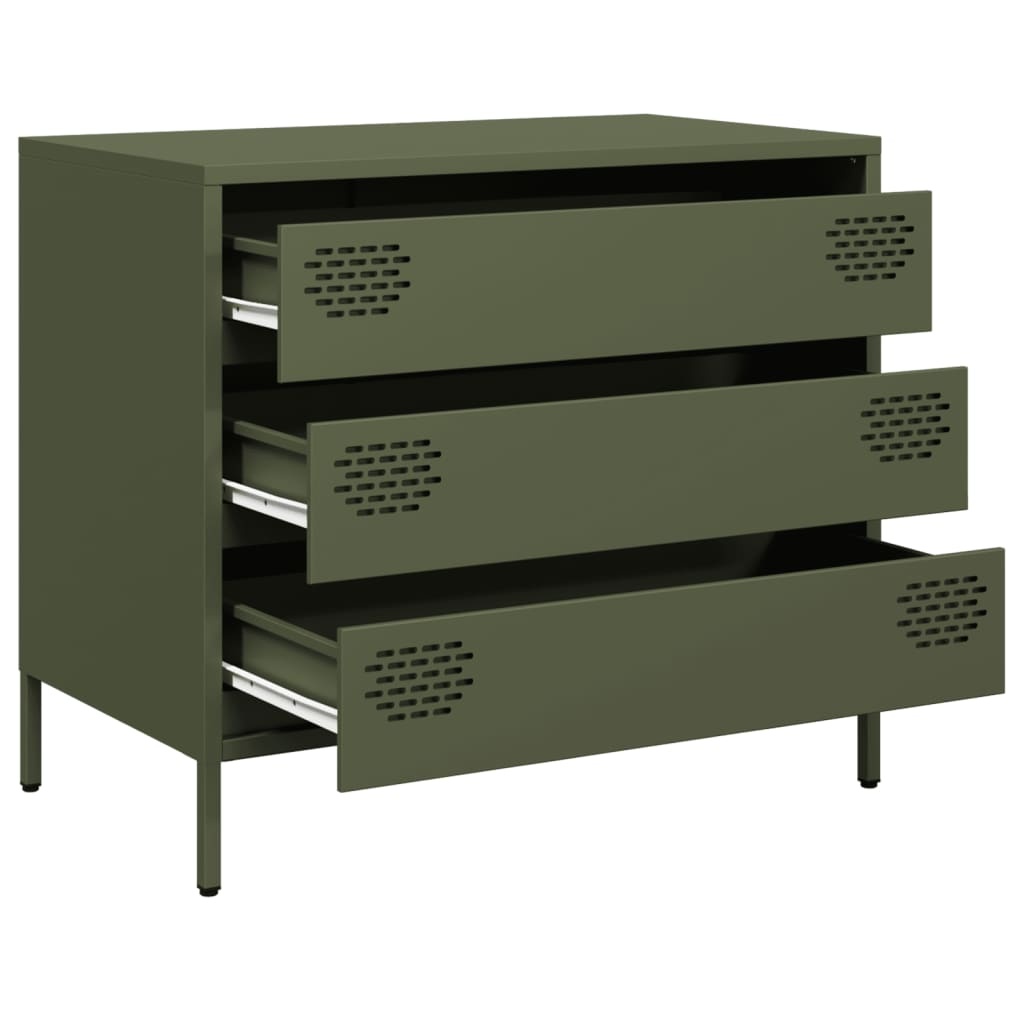 VidaXL Dressoir 68x39x58,5 cm koudgewalst staal olijfgroen