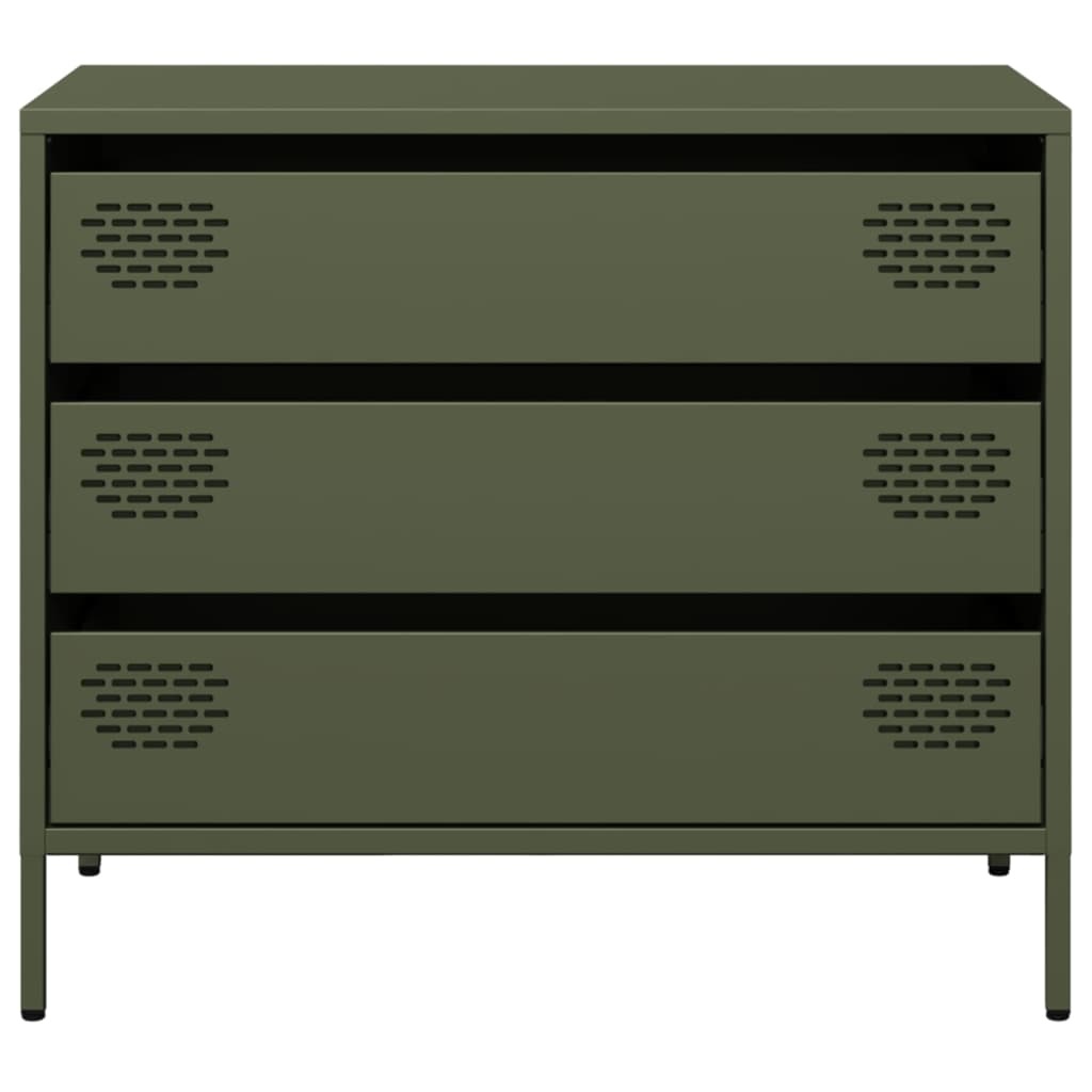 VidaXL Dressoir 68x39x58,5 cm koudgewalst staal olijfgroen