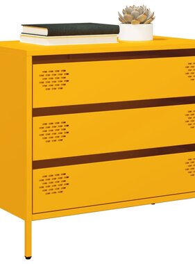 VidaXL Dressoir 68x39x58,5 cm koudgewalst staal mosterdgeel