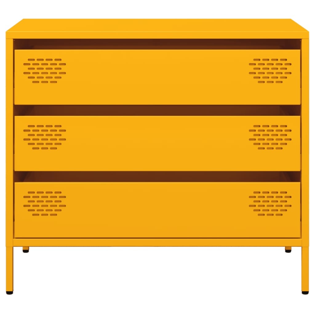 VidaXL Dressoir 68x39x58,5 cm koudgewalst staal mosterdgeel