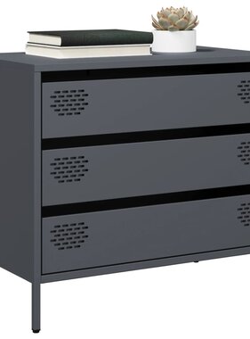 VidaXL Dressoir 68x39x58,5 cm koudgewalst staal antracietkleurig