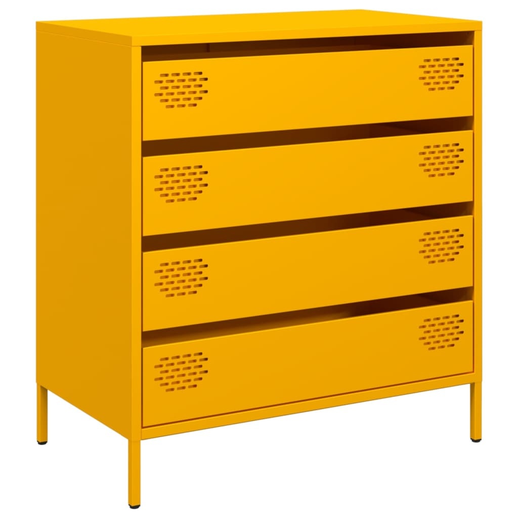 VidaXL Dressoir 68x39x73,5 cm koudgewalst staal mosterdgeel