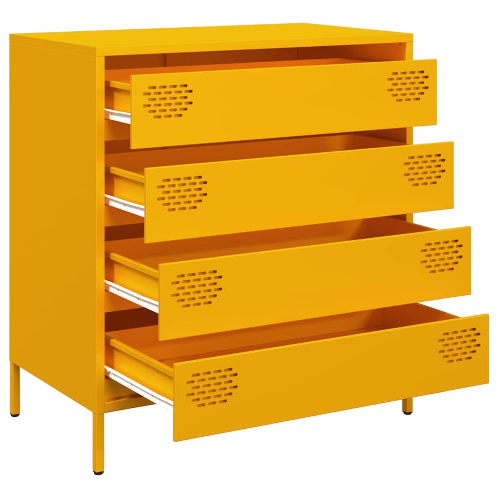 VidaXL Dressoir 68x39x73,5 cm koudgewalst staal mosterdgeel