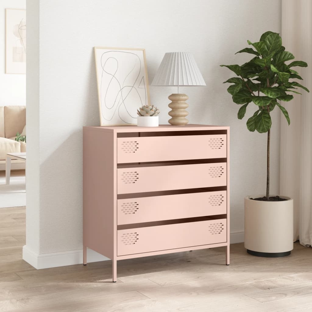 VidaXL Dressoir 68x39x73,5 cm koudgewalst staal roze