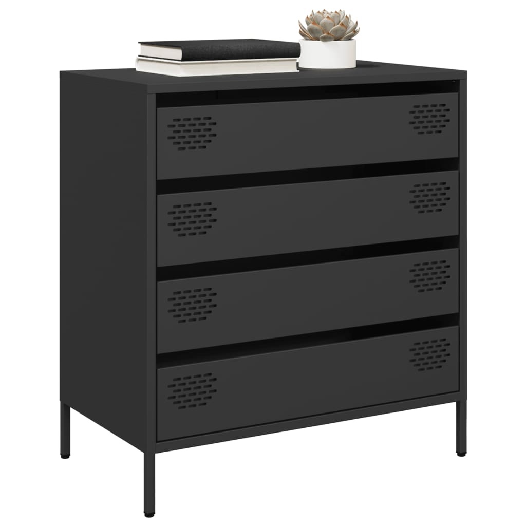 VidaXL Dressoir 68x39x73,5 cm koudgewalst staal zwart