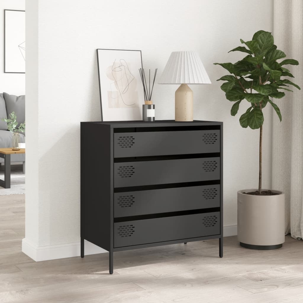 VidaXL Dressoir 68x39x73,5 cm koudgewalst staal zwart