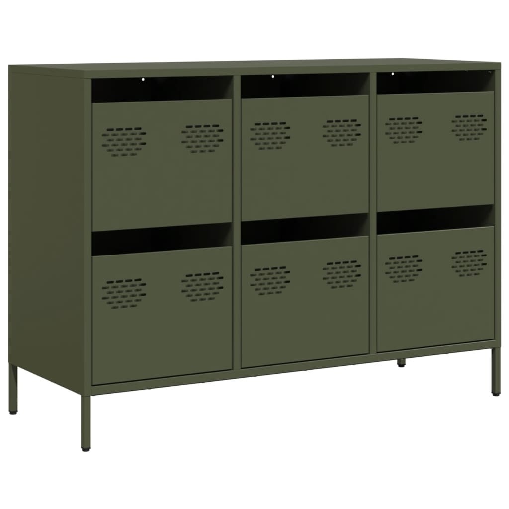 VidaXL Dressoir 101,5x39x73,5 cm koudgewalst staal olijfgroen