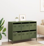 VidaXL Dressoir 101,5x39x73,5 cm koudgewalst staal olijfgroen