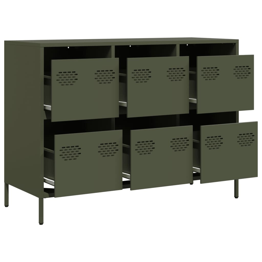 VidaXL Dressoir 101,5x39x73,5 cm koudgewalst staal olijfgroen