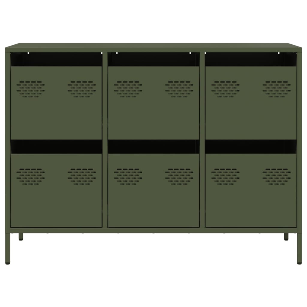 VidaXL Dressoir 101,5x39x73,5 cm koudgewalst staal olijfgroen