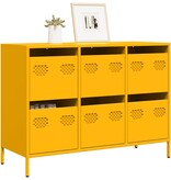 VidaXL Dressoir 101,5x39x73,5 cm koudgewalst staal mosterdgeel