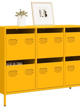 VidaXL Dressoir 101,5x39x73,5 cm koudgewalst staal mosterdgeel
