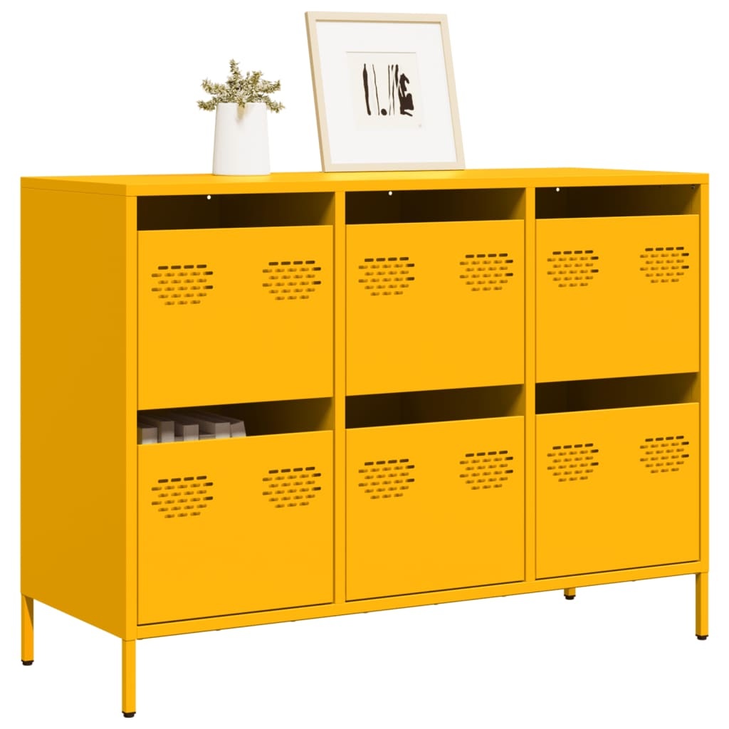 VidaXL Dressoir 101,5x39x73,5 cm koudgewalst staal mosterdgeel