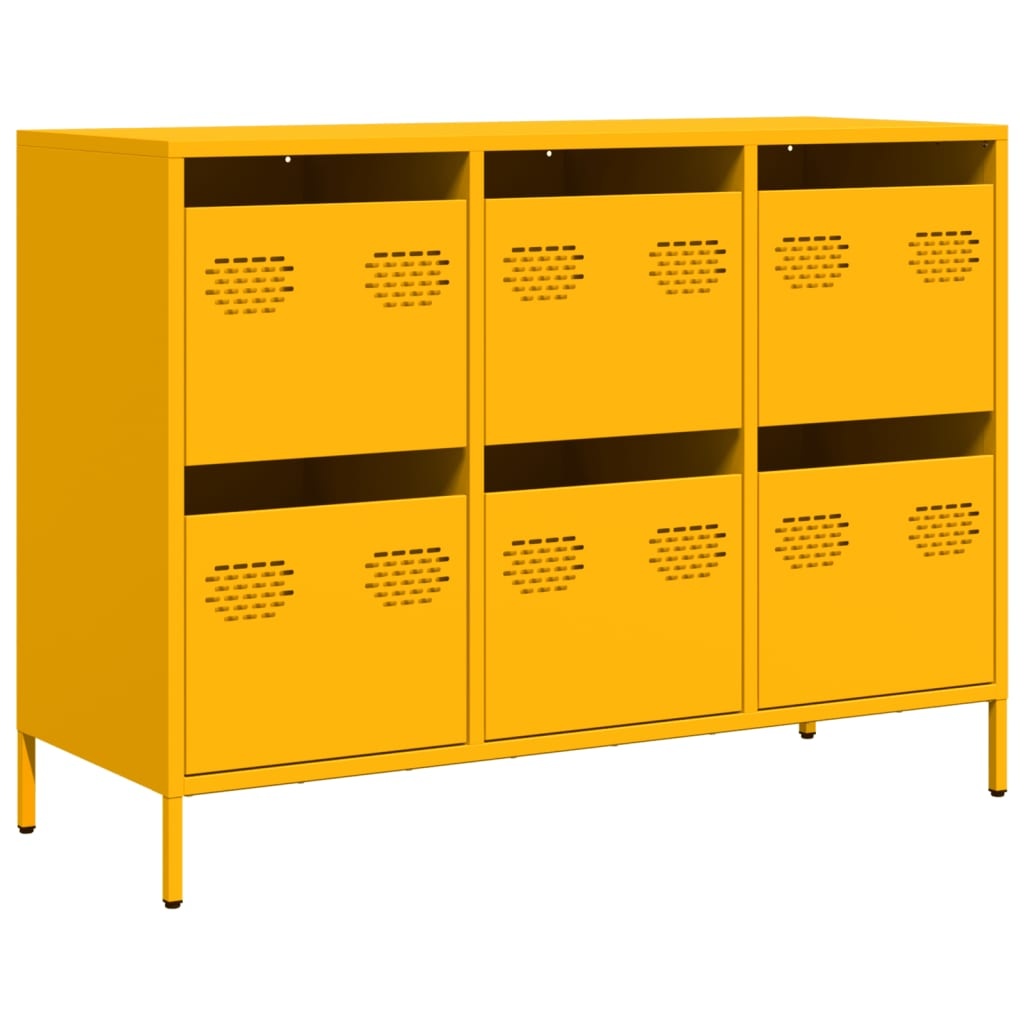 VidaXL Dressoir 101,5x39x73,5 cm koudgewalst staal mosterdgeel