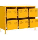 VidaXL Dressoir 101,5x39x73,5 cm koudgewalst staal mosterdgeel