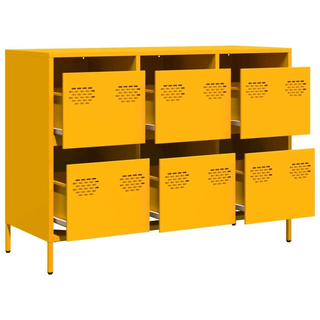 VidaXL Dressoir 101,5x39x73,5 cm koudgewalst staal mosterdgeel