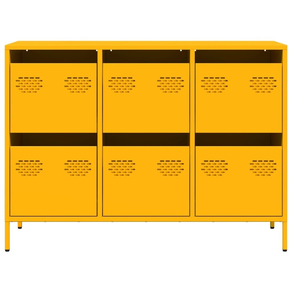 VidaXL Dressoir 101,5x39x73,5 cm koudgewalst staal mosterdgeel