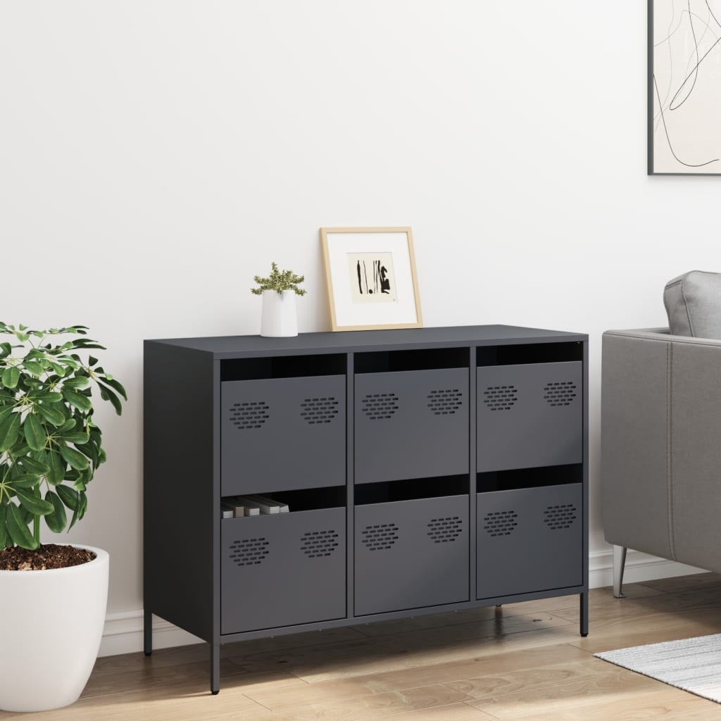 VidaXL Dressoir 101,5x39x73,5 cm koudgewalst staal antracietkleurig