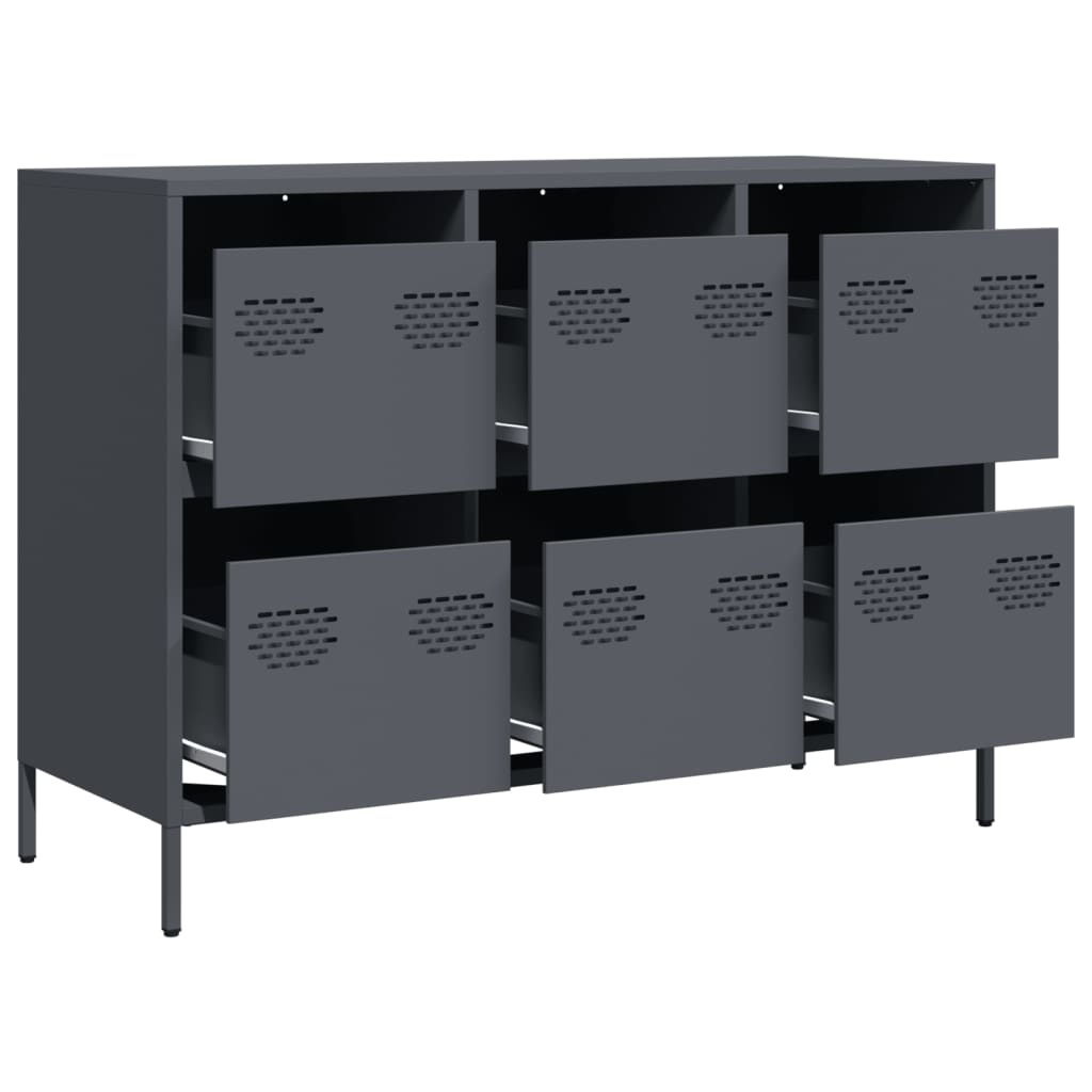 VidaXL Dressoir 101,5x39x73,5 cm koudgewalst staal antracietkleurig