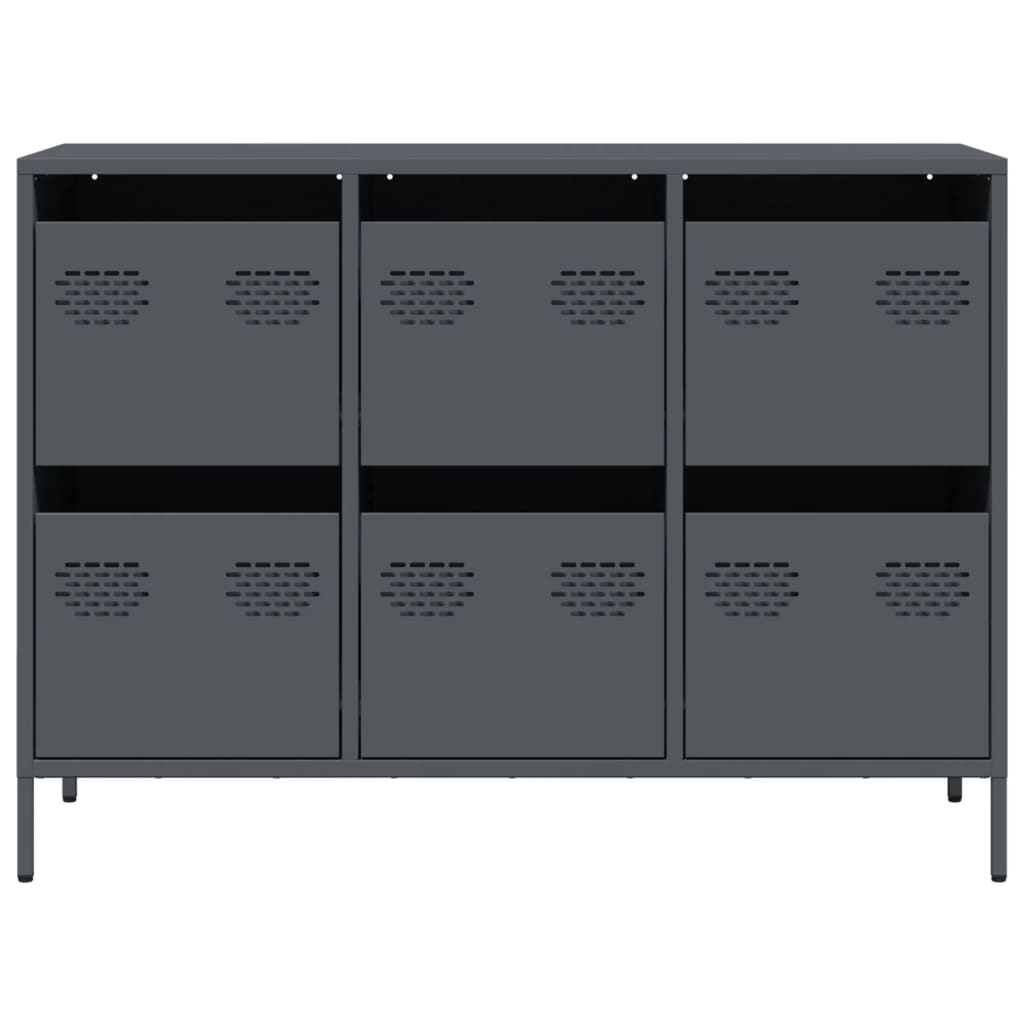 VidaXL Dressoir 101,5x39x73,5 cm koudgewalst staal antracietkleurig
