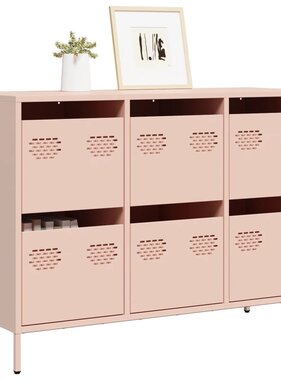 VidaXL Dressoir 101,5x39x73,5 cm koudgewalst staal roze
